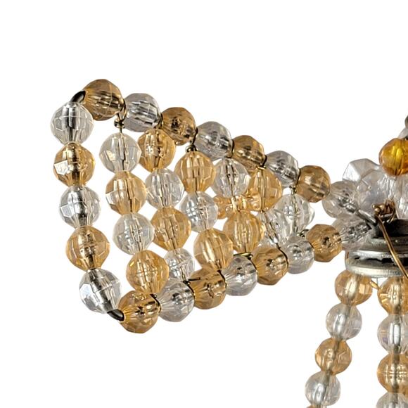 Vintage Beaded Windmill Sculpture Gold Amber Plastic Bead Handmade 13" Farmhouse - Picture 16 of 16